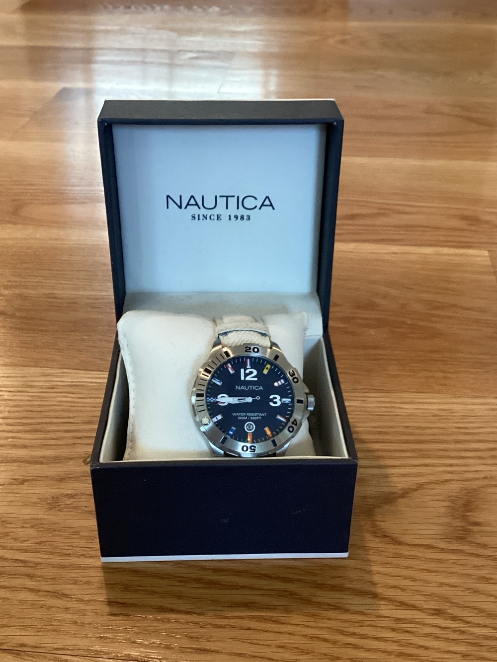 Nautica Navy Dial Stainless Steel Diver-Style Watch
